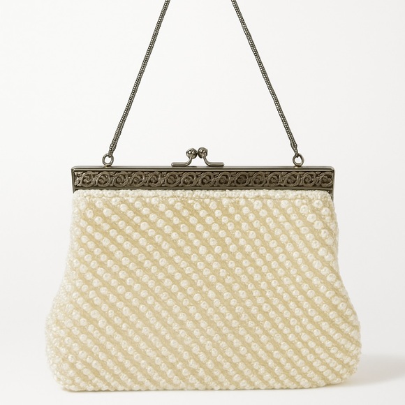 Vintage 1960’s white beaded handbag silver frame bridal clutch evening party bag - Picture 1 of 10